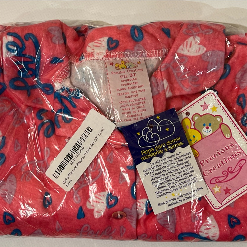 Precious Creations Flame Resistant Sleepwear Little Girls Size 2T With “Love”‎ .